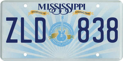 MS license plate ZLD838
