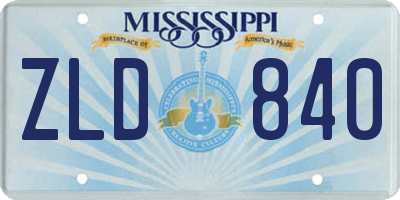MS license plate ZLD840