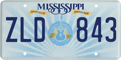 MS license plate ZLD843