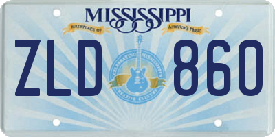 MS license plate ZLD860