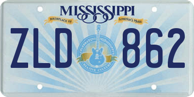 MS license plate ZLD862