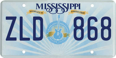 MS license plate ZLD868