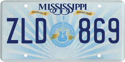 MS license plate ZLD869