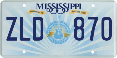 MS license plate ZLD870