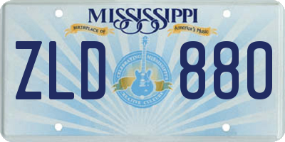 MS license plate ZLD880