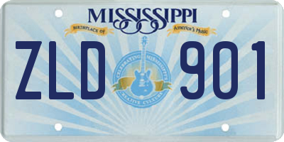MS license plate ZLD901