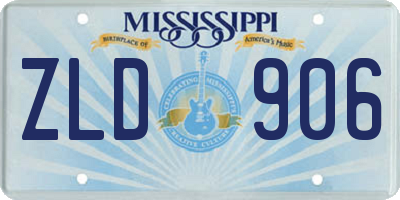 MS license plate ZLD906