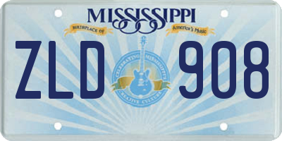 MS license plate ZLD908