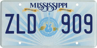 MS license plate ZLD909