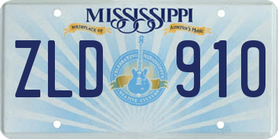 MS license plate ZLD910