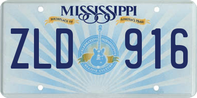 MS license plate ZLD916