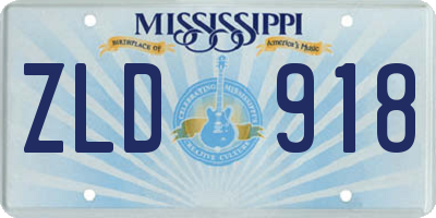 MS license plate ZLD918