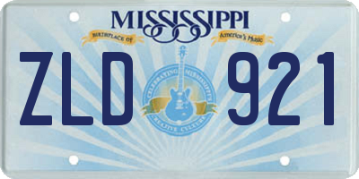 MS license plate ZLD921