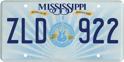 MS license plate ZLD922
