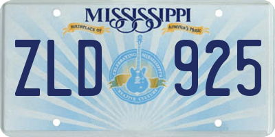 MS license plate ZLD925