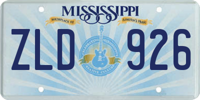 MS license plate ZLD926
