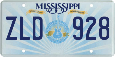 MS license plate ZLD928