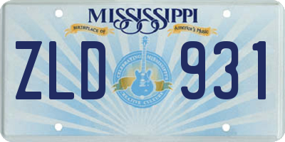 MS license plate ZLD931