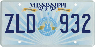MS license plate ZLD932