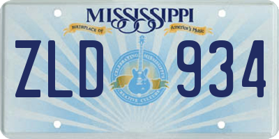 MS license plate ZLD934