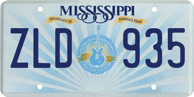 MS license plate ZLD935