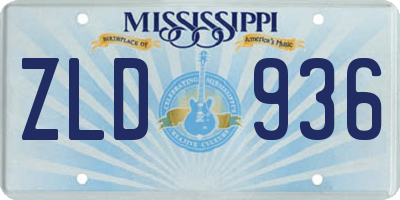 MS license plate ZLD936