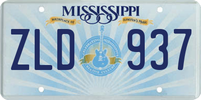 MS license plate ZLD937