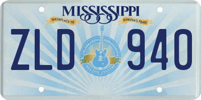 MS license plate ZLD940