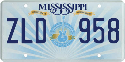 MS license plate ZLD958