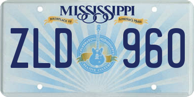 MS license plate ZLD960
