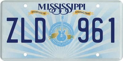 MS license plate ZLD961