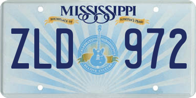 MS license plate ZLD972