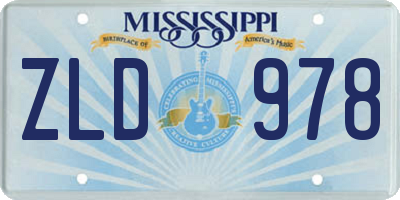 MS license plate ZLD978