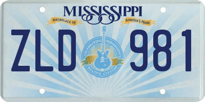 MS license plate ZLD981