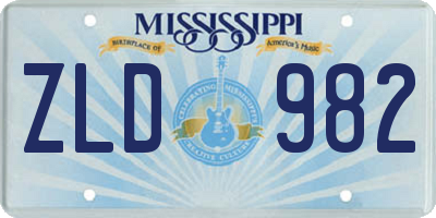 MS license plate ZLD982