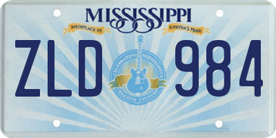 MS license plate ZLD984