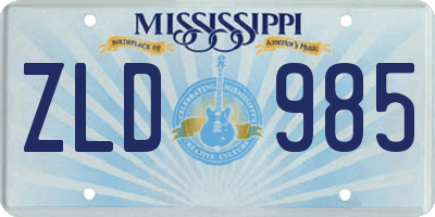 MS license plate ZLD985