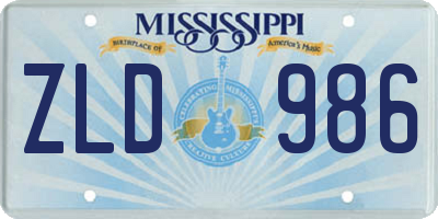 MS license plate ZLD986
