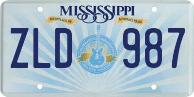 MS license plate ZLD987