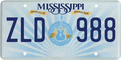 MS license plate ZLD988