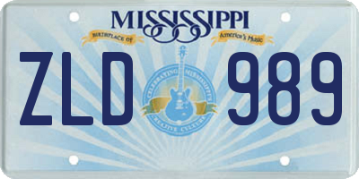 MS license plate ZLD989