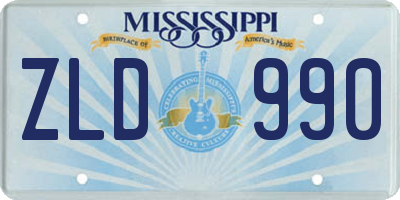 MS license plate ZLD990