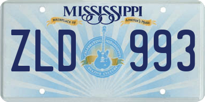 MS license plate ZLD993