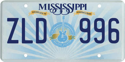 MS license plate ZLD996