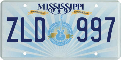 MS license plate ZLD997