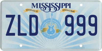 MS license plate ZLD999
