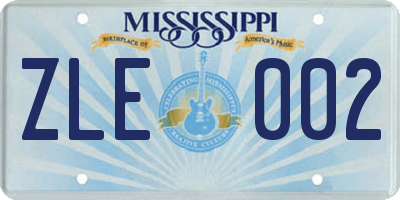 MS license plate ZLE002