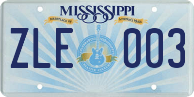 MS license plate ZLE003