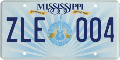 MS license plate ZLE004