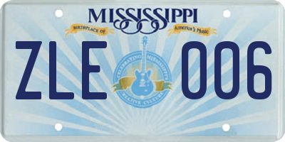 MS license plate ZLE006